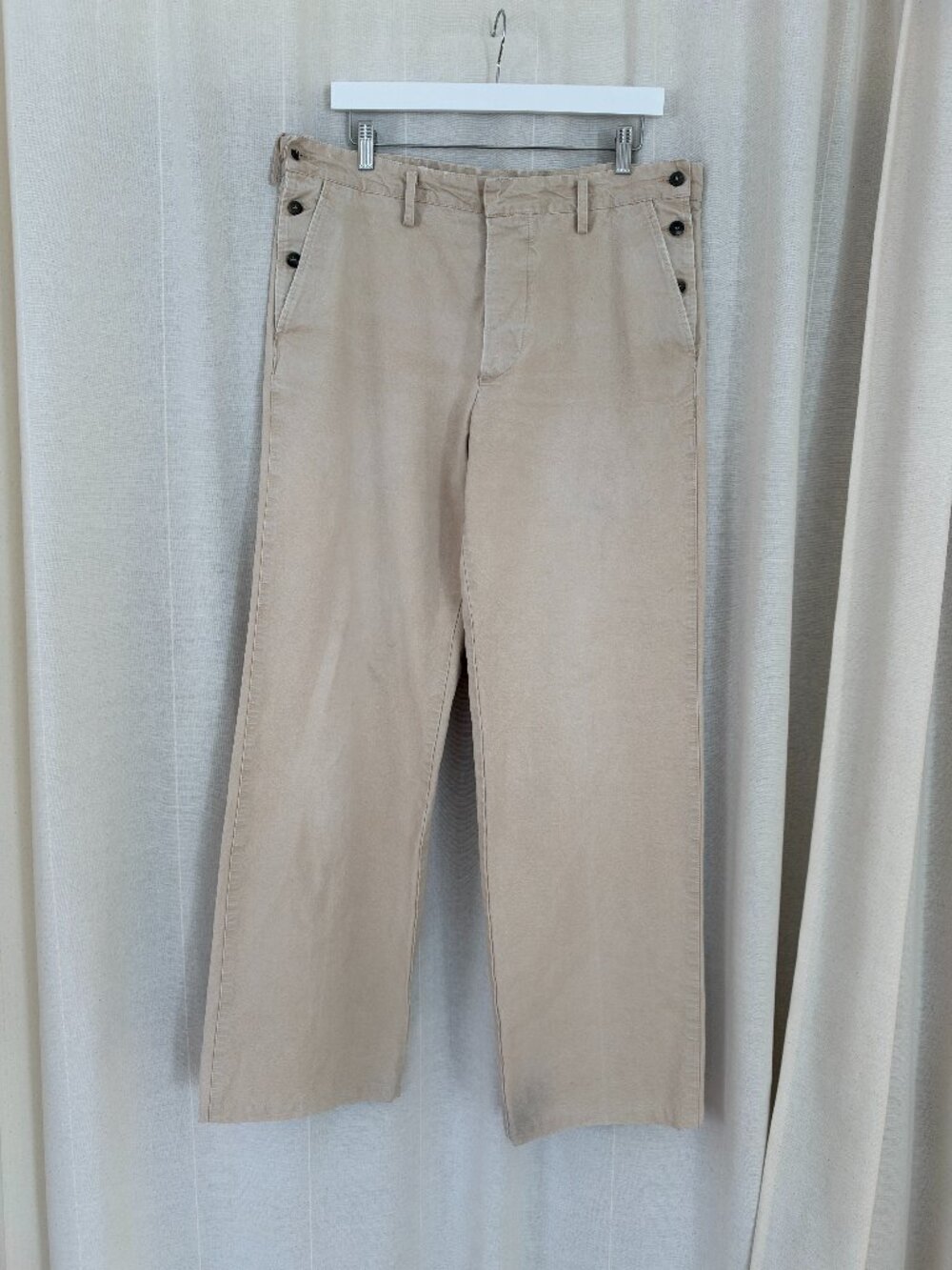 AS-IS Marni Vintage Off White 100% Cotton Flare Trouser Pants Chinos